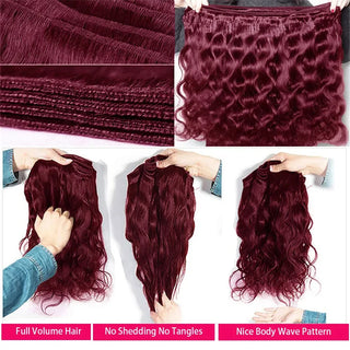 99J Burgundy Virgin Brazilian Body Wave Bundles