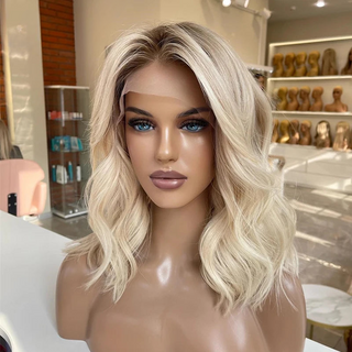 Ombre Honey Platinum Blonde 13x4 Lace Frontal Brazilian Wig