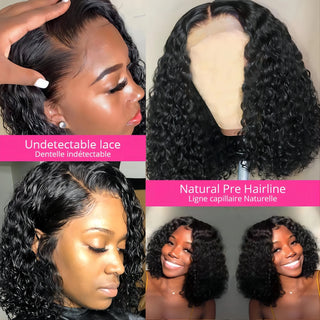 Pre Plucked Virgin Brazilian Deep Wave Short Bob Wig