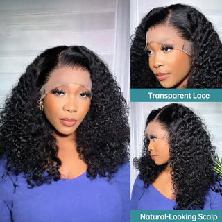 Virgin Brazilian Kinky Curly 13x4 Short Bob Lace Front Wig