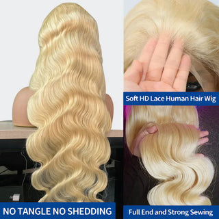 613 Honey Blonde Virgin Brazilian Straight Lace Front Wig