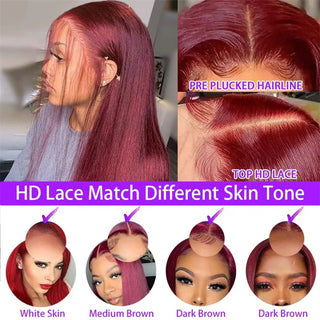 99j Color Human Hair - Hd Transparent Lace Frontal Wig