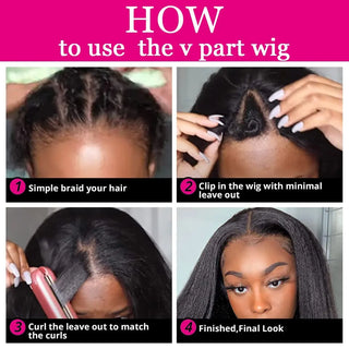 Virgin Brazilian Kinky Straight U V Part Wig