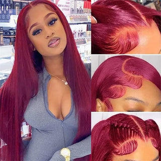 99j Color Human Hair - Hd Transparent Lace Frontal Wig