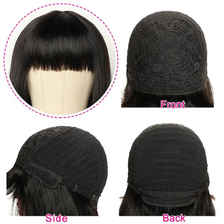 100% Human Hair Straight Wig With Bangs