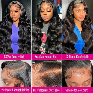 Virgin Brazilian Body Wave Lace Frontal Wig 13x 6, 13x4, 4x4