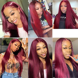 99j Color Human Hair - Hd Transparent Lace Frontal Wig