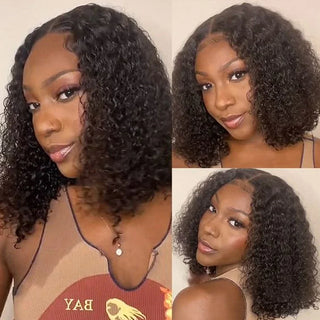 Virgin Brazilian Kinky Curly 13x4 Short Bob Lace Front Wig